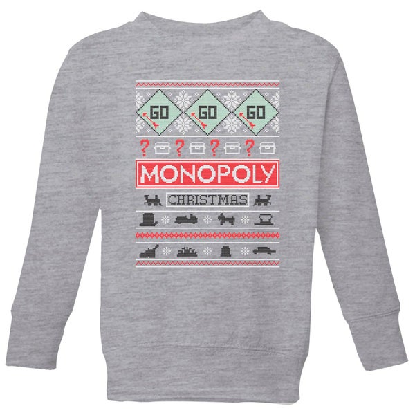 Monopoly Kids' Christmas Sweatshirt - Grey