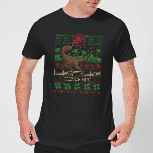 Jurassic Park Clever Girl Men's Christmas T-Shirt - Black