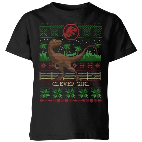 Jurassic Park Clever Girl Kids' Christmas T-Shirt - Black