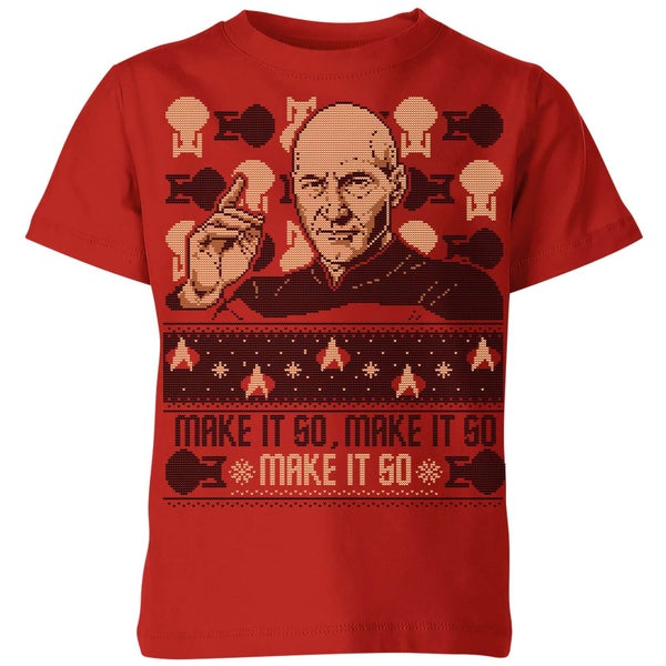 Star Trek: The Next Generation Make It So Kids' Christmas T-Shirt - Red