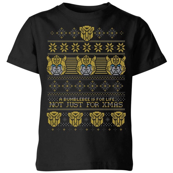 Bumblebee Classic Ugly Knit Kids' Christmas T-Shirt - Black