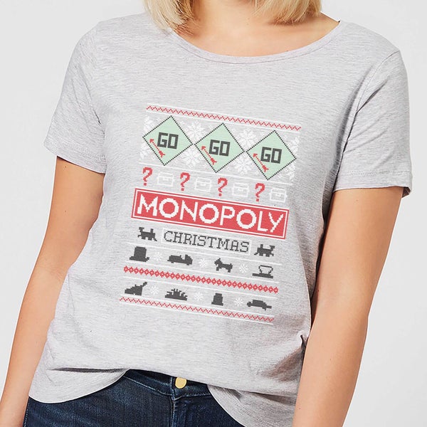 Camiseta de Navidad para mujer de Monopoly - Gris