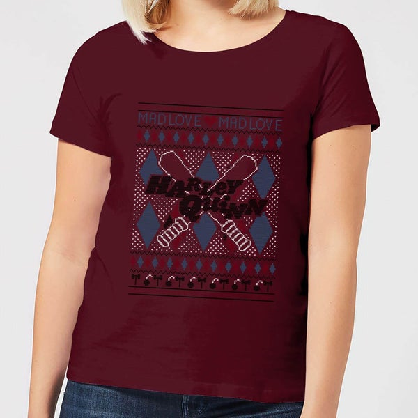 Harley Quinn Women's Christmas T-Shirt - Burgundy