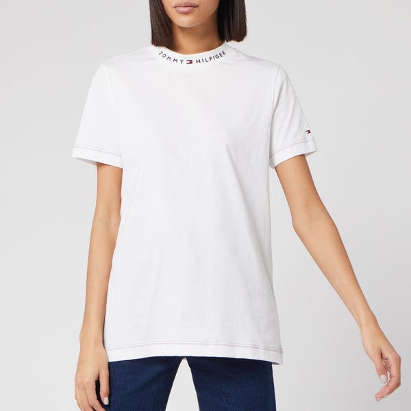 Tommy Hilfiger Women's Mock Neck Short Sleeve T-Shirt - White