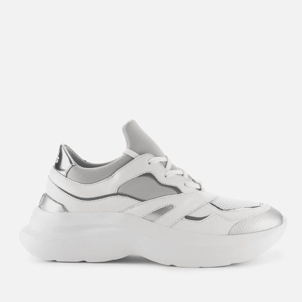Karl Lagerfeld Women's Skyline Delta Leather/Textile Running Style Trainers - White/Silver