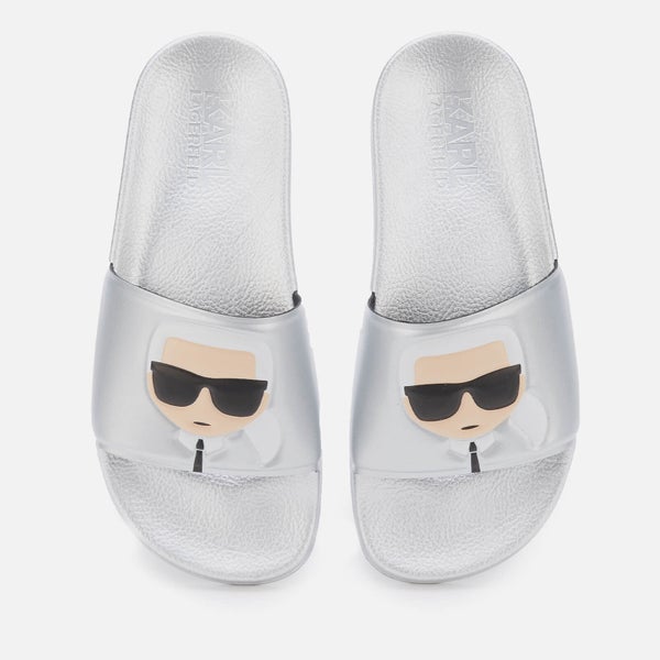 Karl Lagerfeld Women's Kondo II Ikonic Slide Sandals - Silver