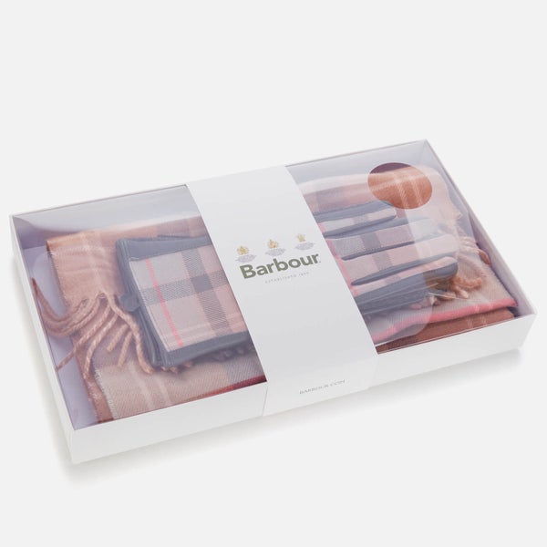 Barbour Heritage Women's Tartan Scarf & Glove Set - Taupe/Pink