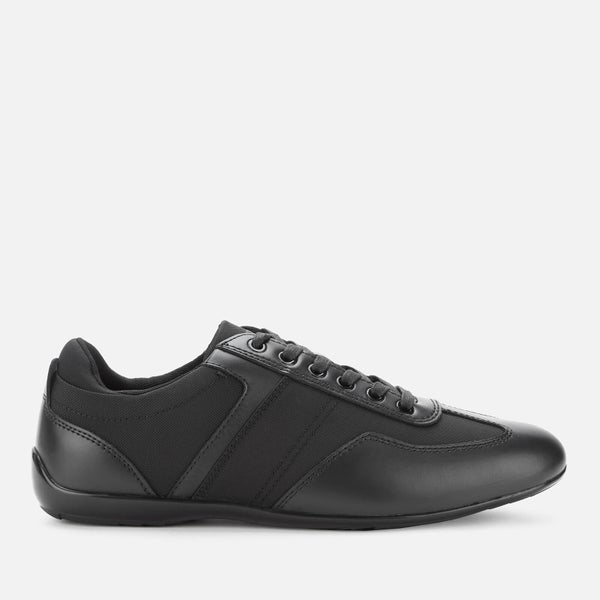 Emporio Armani Men's Leather/Nylon Low Profile Trainers - Black/Black
