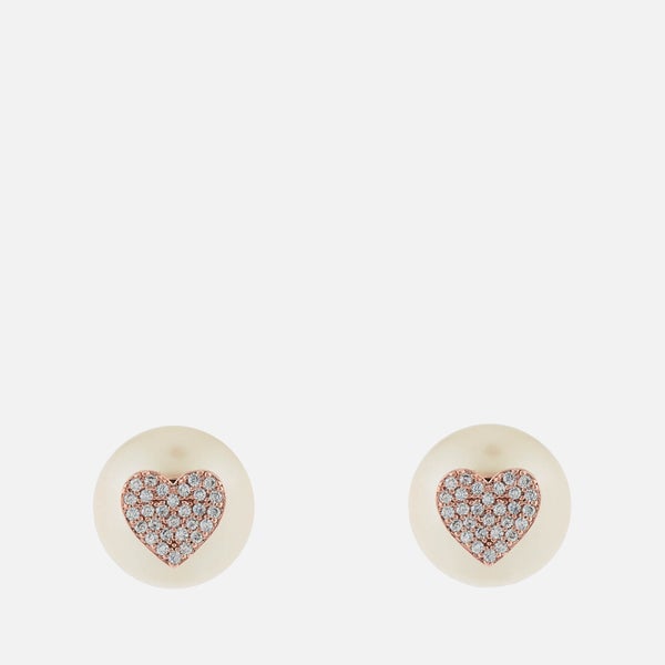 Kate Spade New York Women's Yours Truly Pave Heart Earrings - Clear/Rose