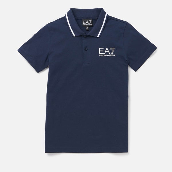 EA7 Boys' Short Sleeve Small Logo Polo Shirt - Navy Blue