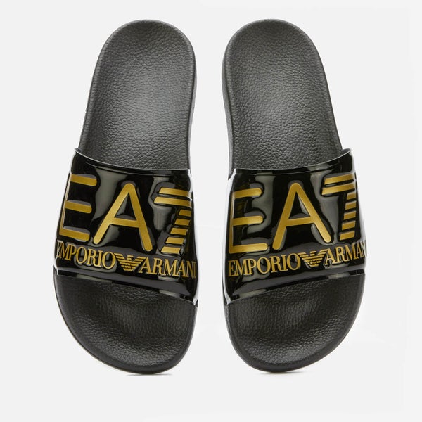Emporio Armani EA7 Men's Logo Slide Sandals - Black/Gold