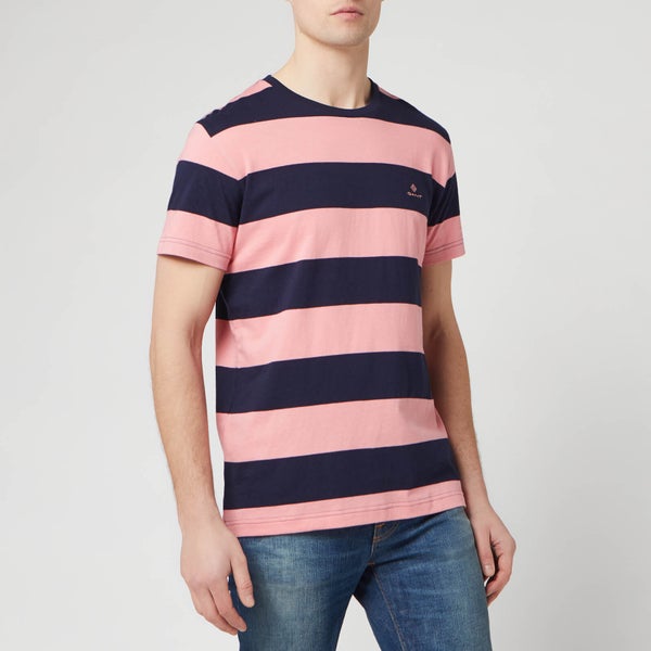 GANT Men's Barstripe Short Sleeve T-Shirt - Strawberry Pink