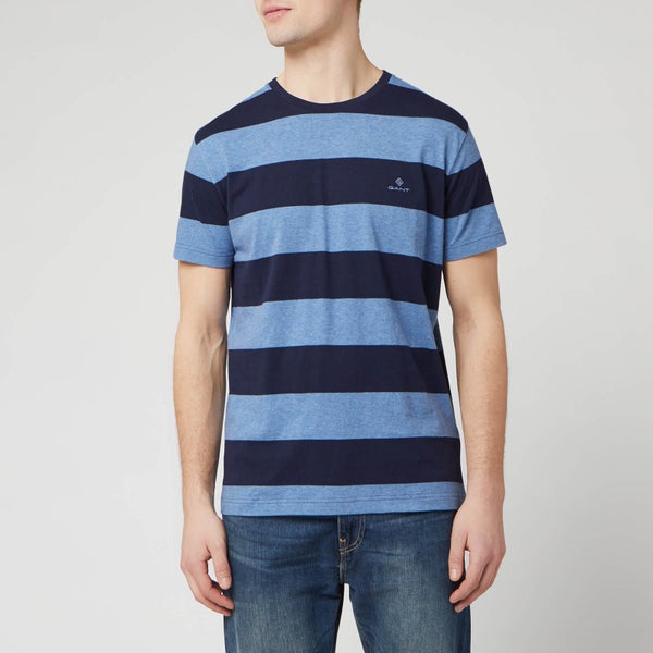 GANT Men's Barstripe Short Sleeve T-Shirt - Denim Blue Mel