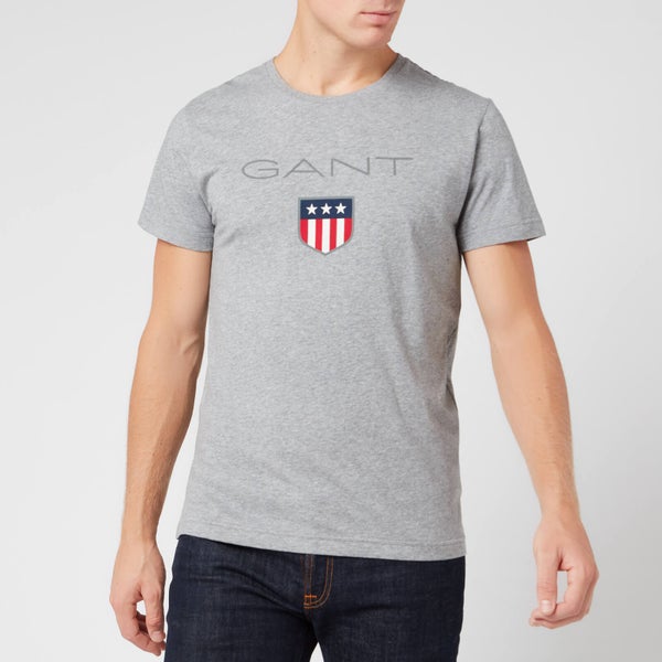 GANT Men's Shield Short Sleeve T-Shirt - Grey Melange