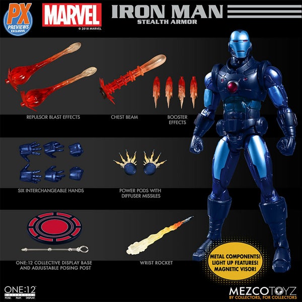 Mezco One:12 Collective Marvel Comics Iron Man Figure (Stealth Armor Suit Version)