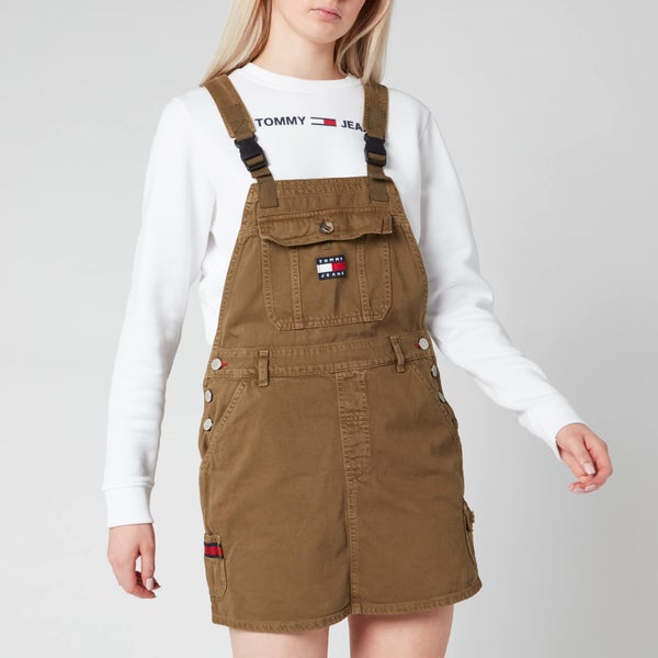 Tommy Jeans Women's Dungaree Dress - Olive Tree Twill
