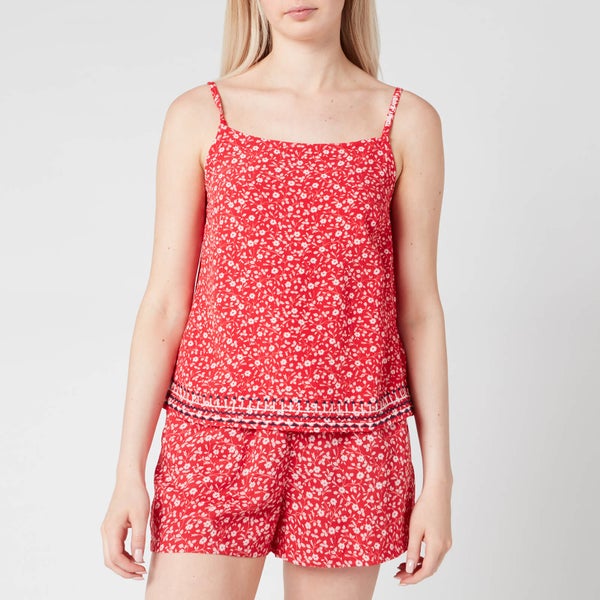 Tommy Jeans Women's TJW Embroidery Strap Top - Floral Print/Deep Crimson