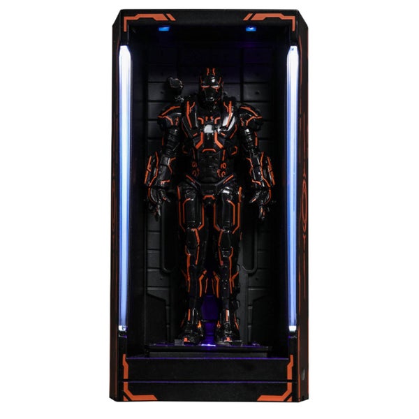 Hot Toys Iron Man 2 MMS Compact Series Diorama Neon Tech War Machine Hall of Armor 12cm