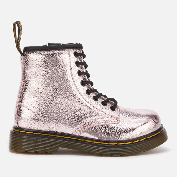Dr. Martens Toddlers' 1460 T Crinkle Metallic Lace Up Boots - Pink Salt