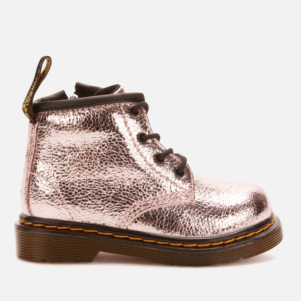 Dr. Martens Toddlers' 1460 I Crinkle Metallic Lace Up Boots - Pink Salt