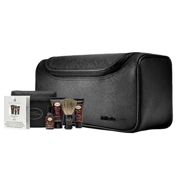 GilletteLabs Saffiano Leather Washbag and Art of Shaving Travel Kit