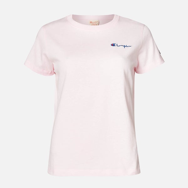 Champion Women's Small Script Crewneck T-Shirt - Pink