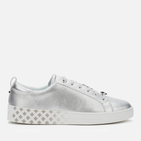 Ted Baker Women's Roullym Metallic Leather Trainers - Silver