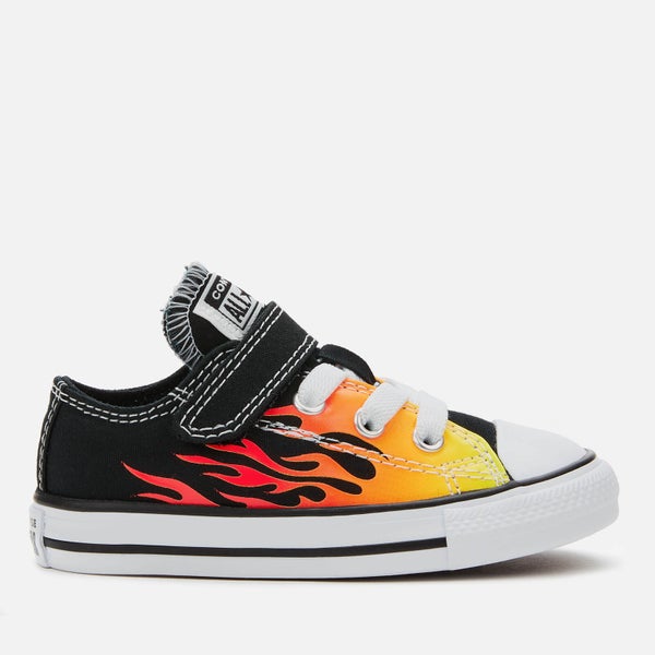 Converse Toddlers' Chuck Taylor All Star 1V Archive Flame Ox Trainers - Black/Enamel Red/Fresh Yellow