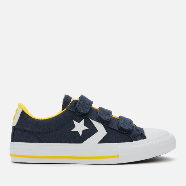 Converse Kids' Star Player 3V Canvas Ox Trainers - Obsidian/Amarillo/White