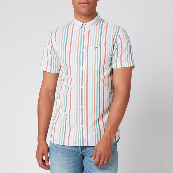 Tommy Jeans Men's Short Sleeve Stripe Shirt - White/Multi