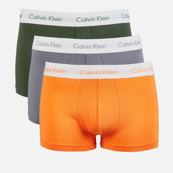 Calvin Klein Men's 3 Pack Low Rise Trunks - Jungle Leaf/Soot/Orange