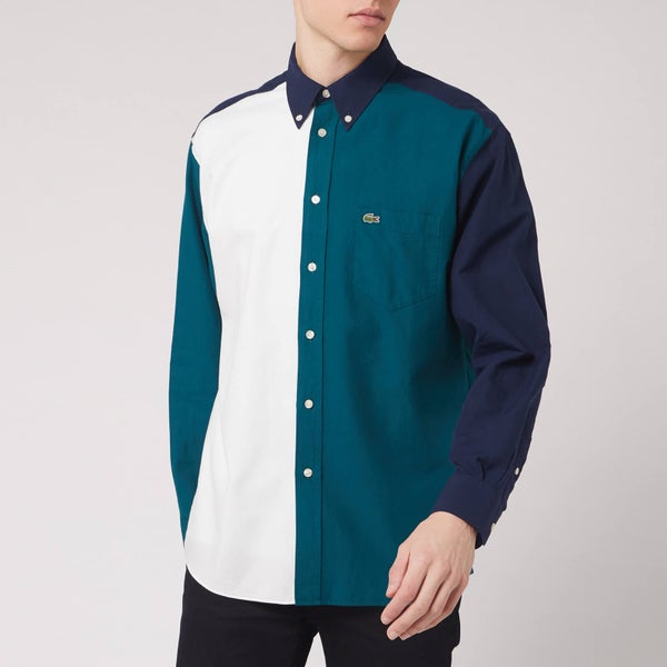 Lacoste Men's Colour Block Shirt - Navy Green/Off White