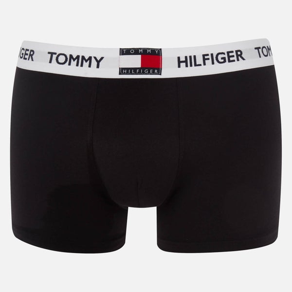 Tommy Hilfiger Men's Logo Waistband Cotton Blend Trunks - Black