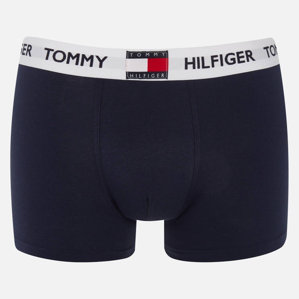 Tommy Hilfiger Men's Logo Waistband Cotton Blend Trunks - Navy Blazer