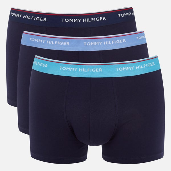 Tommy Hilfiger Men's 3 Pack Trunk Boxer Shorts - Blue Grotto/Cornflower/Peacoat