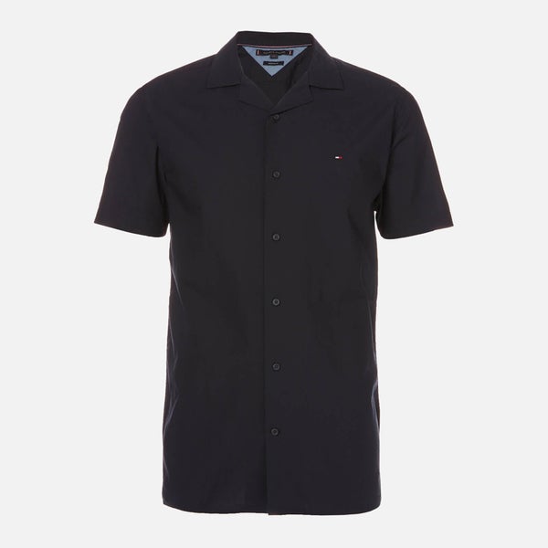 Tommy Hilfiger Men's Solid Hawaiian Shirt Short Sleeve Shirt - Desert Sky