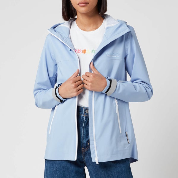 Superdry Women's Long Sleeved Essentials Sleeved Harpa Waterproof Jacket - Blue Heron