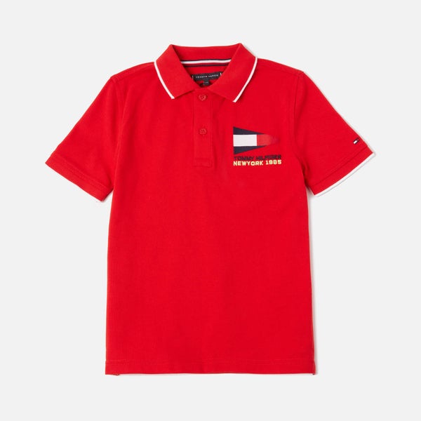 Tommy Kids Boys' Badge Polo Shirt - Deep Crimson