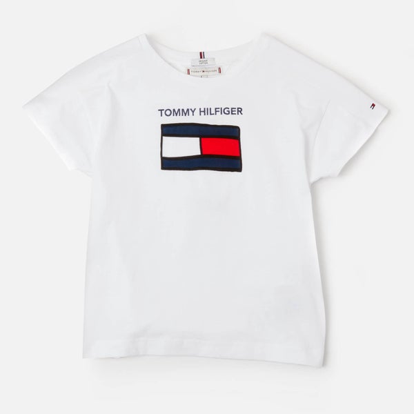 Tommy Kids Girls' Fun Graphic Flag T-Shirt - White