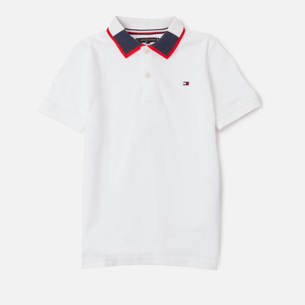 Tommy Kids Boys' Intarsia Collar Polo Shirt - White