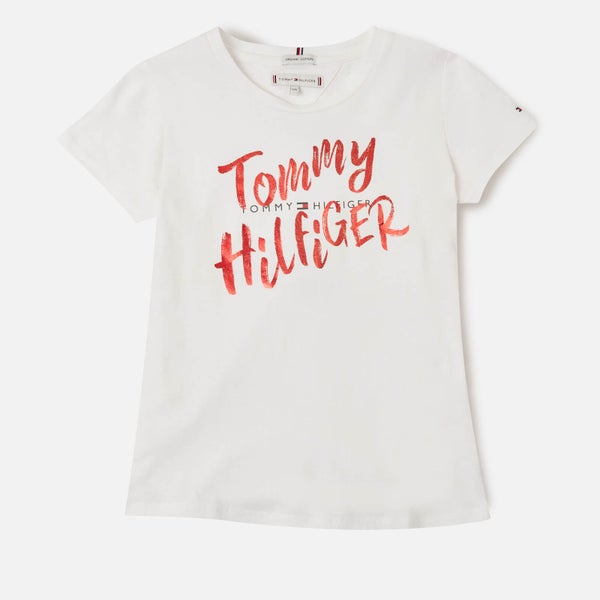 Tommy Kids Girls' Graphic On Graphic T-Shirt - White