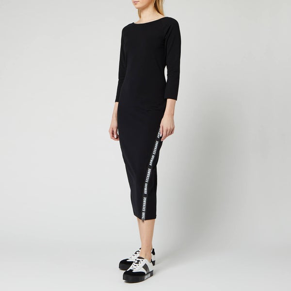 Armani Exchange Women's Long Sleeve Midi Dress - Black