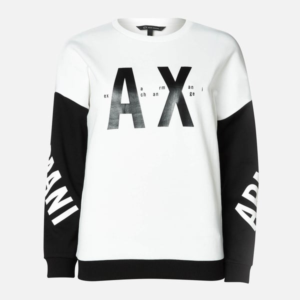 Armani Exchange Women's Colour Block Sleeve Logo Sweatshirt - Black/White