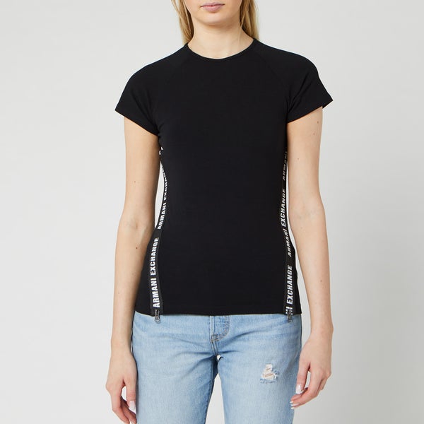 Armani Exchange Women's Short Sleeve Taping T-Shirt - Black