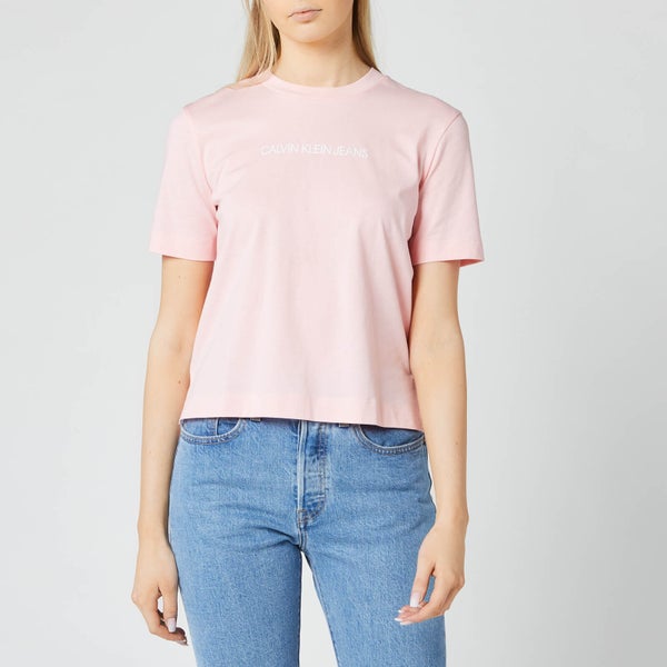 Calvin Klein Jeans Women's Shrunken Institutional Logo T-Shirt - Keepsake Pink