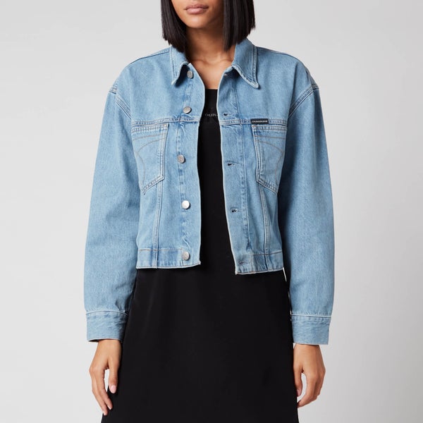 Calvin Klein Jeans Women's Cropped Oversized Trucket Jacket - ICN Light Blue