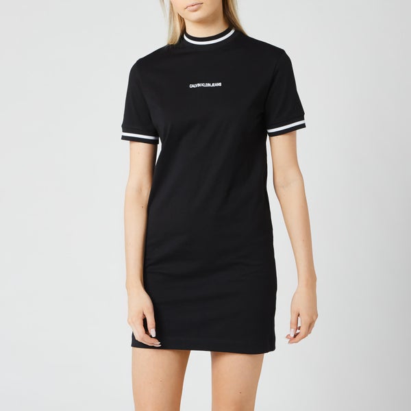Calvin Klein Jeans Women's Neck and Cuff Tipping T-Shirt Dress - CK Black
