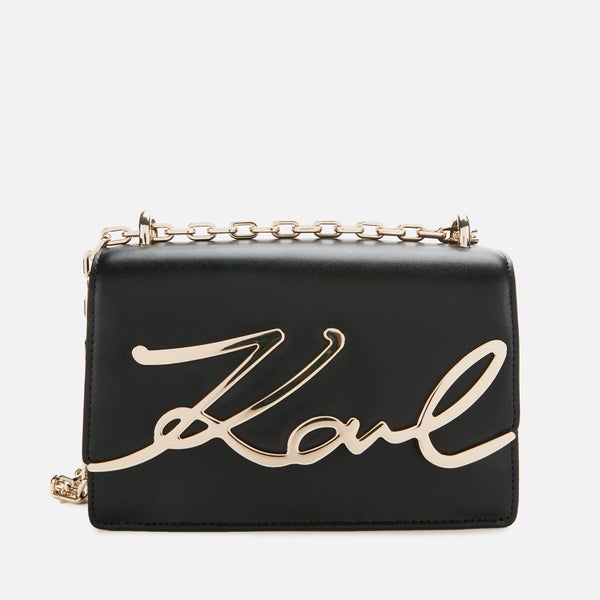 KARL LAGERFELD Women's K/Signature Small Shoulder Bag - Black/Gold