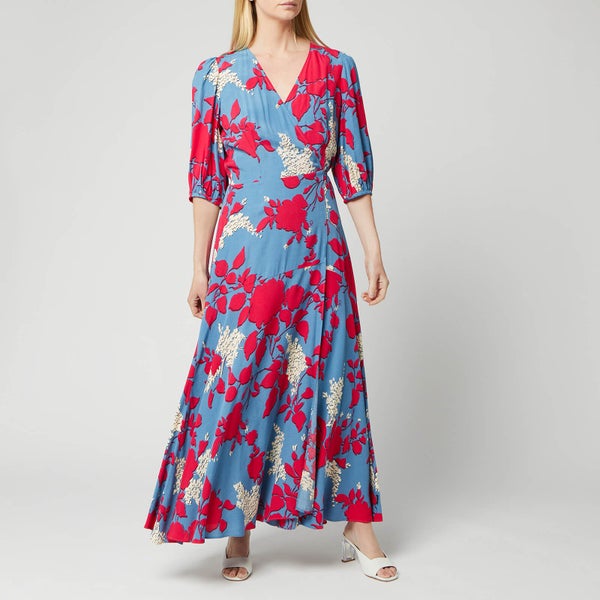 Calvin Klein Women's Print 3/4 Sleeve Wrap Maxi Dress - Multi