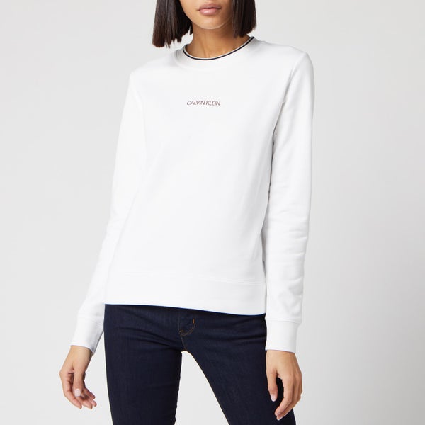 Calvin Klein Women's Regular Small Logo Sweatshirt - White